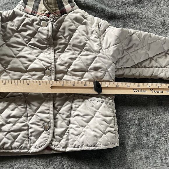 Burberry Jacket Toddler 2T Beige Diamond Quilted Snap Novacheck Lining - Picture 8 of 10